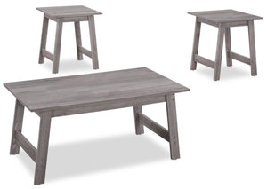 Ensemble de table à café et deux tables de bout Jacey 3 pièces - gris 