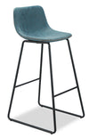 Tabouret bar Coty en tissu de cuir végétalien et en métal - bleu
