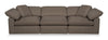 Sofa modulaire Eclipse de 124 po en tissu d’apparence lin avec coussins réversibles en duvet et plumes - brun ardoise
