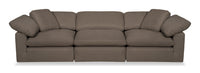  Sofa modulaire Eclipse de 124 po en tissu d’apparence lin avec coussins réversibles en duvet et plumes - brun ardoise
