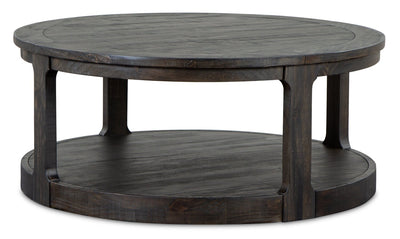 Axl 40" Traditional Round Coffee Table with Shelf - Dark Grey-Brown Wood|Table à café ronde traditionnelle Axl de 40 po avec tablette - bois gris-brun foncé