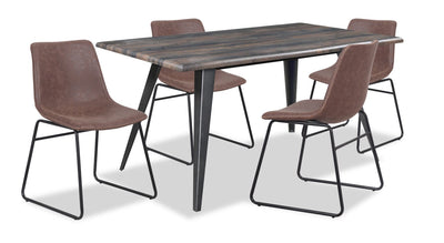 Amos 5-Piece Dining Package with Tess Chairs - Brown - Dining Room Set