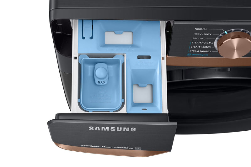 Laveuse à la vapeur Samsung à chargement frontal de 5,8 pi³ - acier inoxydable noir - superposable - WF50BG8300AVUS