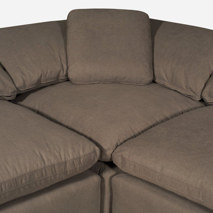 Sofa sectionnel modulaire Eclipse 5 pièces en tissu d’apparence lin avec coussins réversibles en duvet et plumes - gris ardoise
