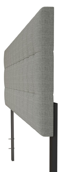 Tête de lit rembourrée Ellis en tissu gris avec capitonnage à boutons - format très grand lit