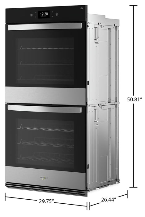 Four mural double électrique Whirlpool de 10 pi³ et de 30 po avec convection véritable - acier inoxydable résistant aux traces de doigts - WOED7030PZ