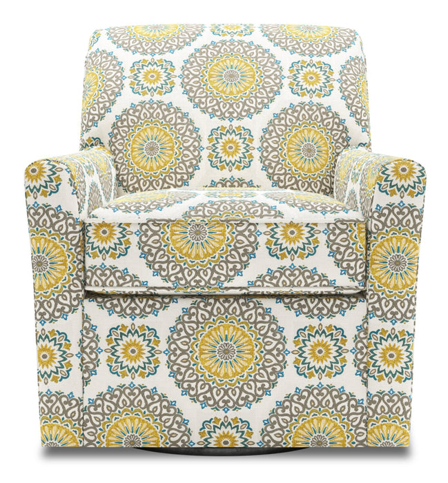 Fauteuil d’appoint pivotant Sofa Lab personnalisable de 31 po fabriqué au Canada en tissu - Jade multicolore