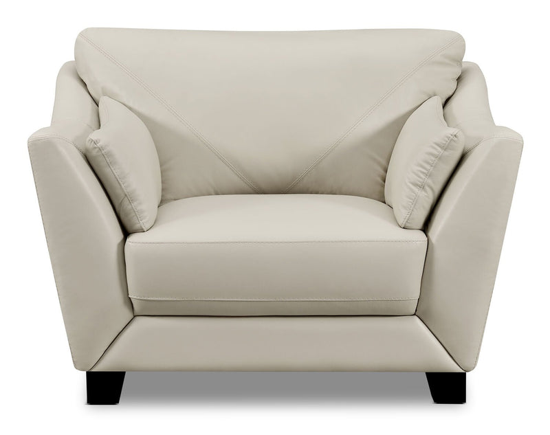 Sofa Lusso de Château d’Ax de 92 po en cuir véritable à 100 % avec pattes en bois - gris fumée