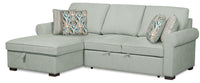  Sofa-lit sectionnel de gauche Haven de Scott Living 2 pièces en tissu de chenille avec fauteuil long de rangement - bleu écume de mer