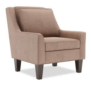 Fauteuil d’appoint club Sofa Lab personnalisable de 29 po fabriqué au Canada en tissu d’apparence lin avec pattes en bois - brun Pax Wicker