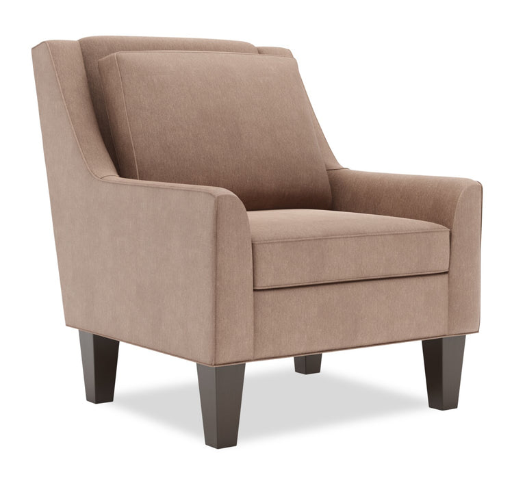 Fauteuil d’appoint club Sofa Lab personnalisable de 29 po fabriqué au Canada en tissu d’apparence lin avec pattes en bois - brun Pax Wicker