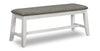 ["Banc de salle à manger Echo de 47,24 po (L) en bois avec tissu d’apparence lin - gris et blanc"]