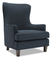  Fauteuil d’appoint à oreilles Sofa Lab de 32 po fabriqué au Canada en tissu d’apparence lin - bleu Luna Sailor 