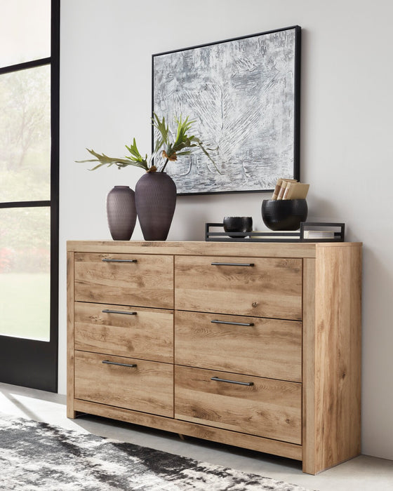 Commode Derekson de 58,7 po (L) x 36,4 po (H) à 6 tiroirs pour la chambre à coucher - naturelle