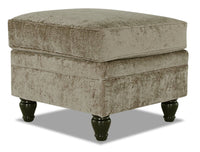  Pouf Bellmont de 26 po fabriqué au Canada en tissu de chenille avec pattes en bois - brun caramel