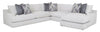 Sofa sectionnel Adalynn 3 pièces en tissu de chenille avec coussins décoratifs, fauteuil long réversible et pattes en bois - blanc coton