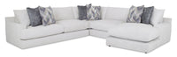  Sofa sectionnel Adalynn 3 pièces en tissu de chenille avec coussins décoratifs, fauteuil long réversible et pattes en bois - blanc coton