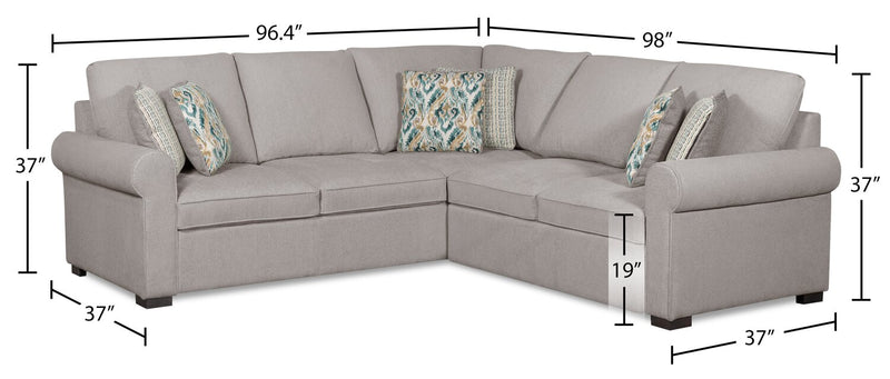 Sofa sectionnel de droite Haven de Scott Living 2 pièces en tissu de chenille - gris