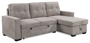 Sofa-lit sectionnel Emery 2 pièces en tissu de chenille avec fauteuil long de rangement - gris