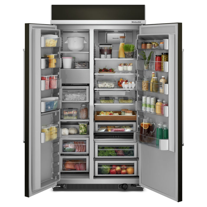 Réfrigérateur KitchenAid de 25,5 pi³ et de 42 po à compartiments juxtaposés - acier inoxydable noir avec fini PrintShieldMC - KBSN702MBS