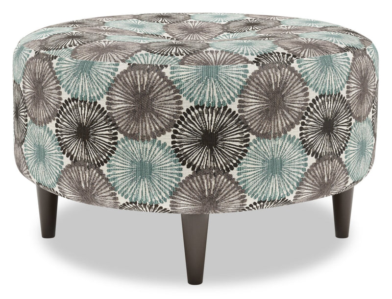 Pouf personnalisable The Curve de Sofa Lab de 31 po fabriqué au Canada en tissu - Spa multicolore