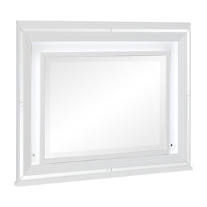 Miroir de commode de chambre à coucher somptueux Max avec éclairage à DEL - blanc