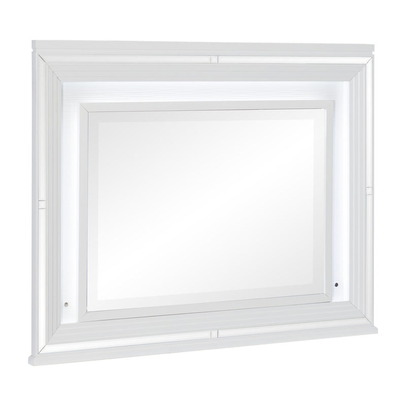 Max Mirror - White - Glam style Mirror in White Asian Hardwood, Medium Density Fibreboard (MDF), Plywood