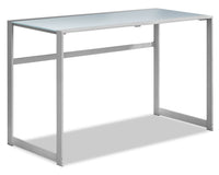 Bureau Kyle de 48 po avec dessus en verre - argenté