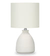 Lampe de table de 17 po en céramique crème avec abat-jour cylindrique lin
