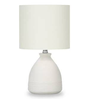 Lampe de table de 17 po en céramique avec abat-jour cylindrique - crème