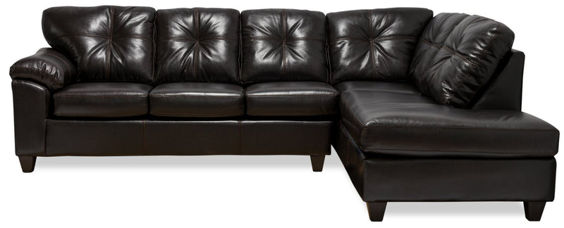 Sofa sectionnel de droite Addison 2 pièces fabriqué au Canada en similicuir avec coussins de siège amovibles - mûre