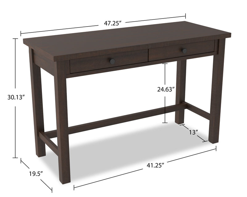 Bureau Camiburg de 47,25 po àc 2 tiroirs - brun