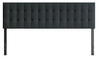  Tête de lit rembourrée Ellis en tissu anthracite avec capitonnage à boutons - format très grand lit