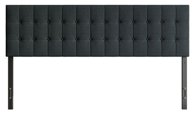 Ellis Upholstered Headboard in Charcoal Fabric, Button Tufted - King Size | Tête de lit rembourrée Ellis en tissu anthracite avec capitonnage à boutons - format très grand lit