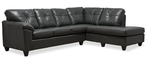 Sofa sectionnel de droite Addison 2 pièces en tissu Leath-Aire - gris