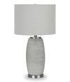 Lampe de table de 25 po en céramique grise avec base argentée