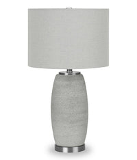 Lampe de table de 25 po en céramique grise avec base argentée