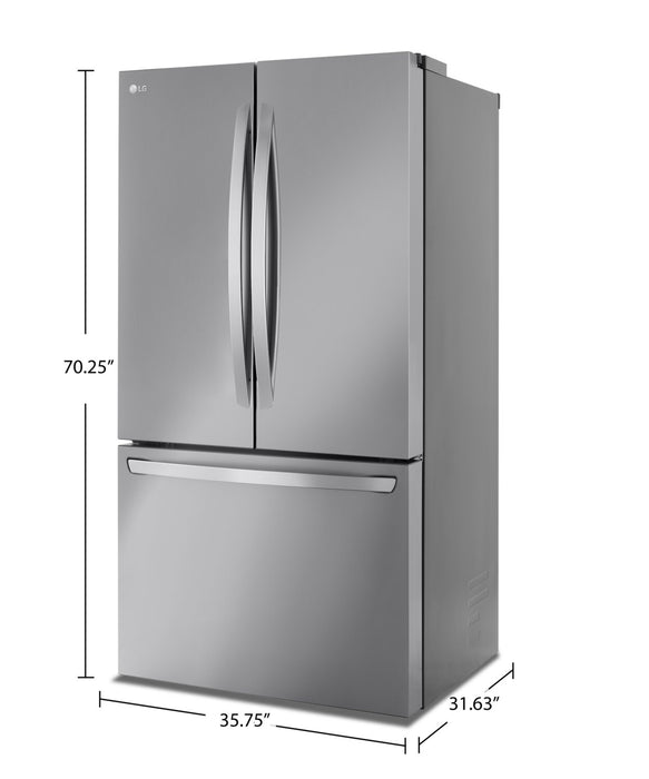 Réfrigérateur LG de 27 pi³ et de 36 po à portes françaises de profondeur comptoir MAXMC - acier inoxydable Smudge-ProofMD - LRFLC2706S