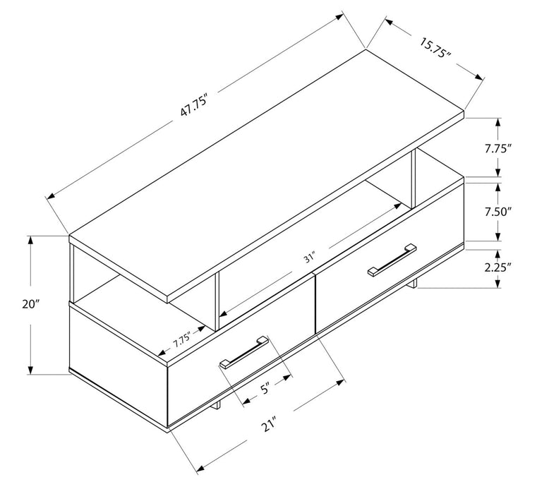 Meuble pour téléviseur Kyra de 48 po avec rangement et système de gestion des câbles pour téléviseurs jusqu’à 55 po - gris