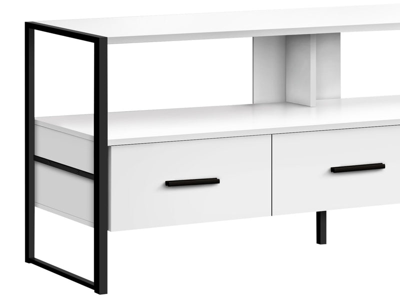 Meuble pour téléviseur moderne Chace de 48 po avec rangement et système de gestion des câbles pour téléviseurs jusqu’à 55 po - blanc