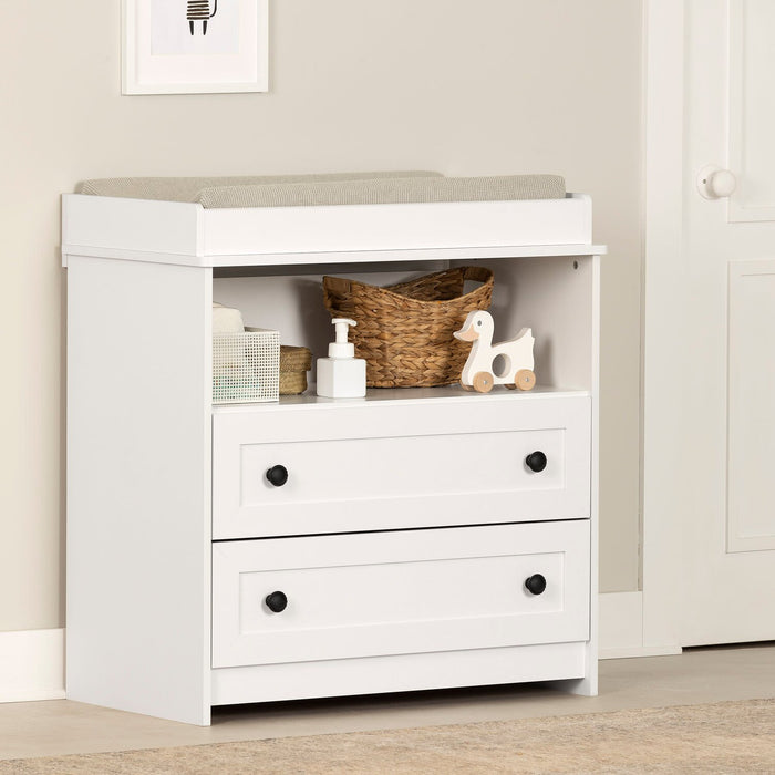 Table à langer Ivy pour bébé avec tiroirs de rangement - blanche