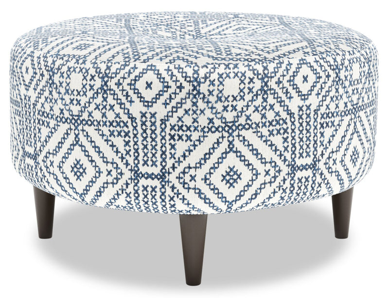 Pouf personnalisable The Curve de Sofa Lab de 31 po fabriqué au Canada en tissu - Ink multicolore