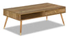 Table à café moderne Cydney de 43,5 po avec rangement - pattes en bois au fini noyer