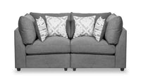  Causeuse modulaire Evolve de Scott Living de 79 po en tissu d’apparence lin avec coussins amovibles en duvet et plumes - gris anthracite