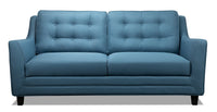 Sofa Novalee en tissu d'apparence lin - bleu