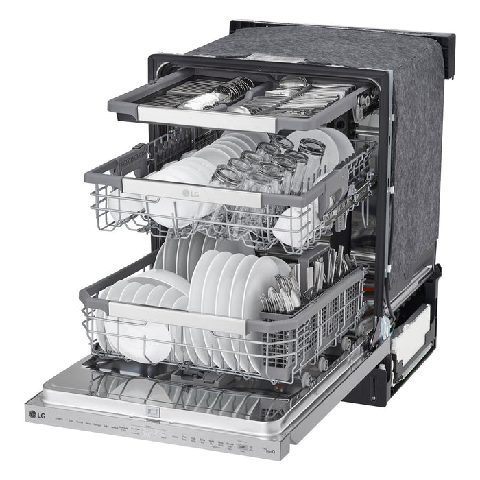 Lave-vaisselle intelligent encastré LG à 44 dBA de 24 po avec commandes sur le dessus et QuadWashMC Pro - acier inoxydable Smudge-ProofMD - LDPS6762S