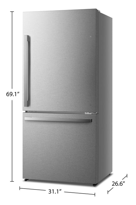 Réfrigérateur Hisense de 17 pi³ et de 31 po à congélateur inférieur - titane - RB17A2CSE