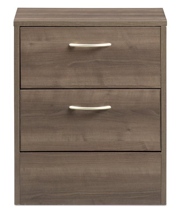 Table de nuit Arlo de 18,3 po (L) x 22 po (H) à 2 tiroirs, fabriquée au Canada - gris-brun