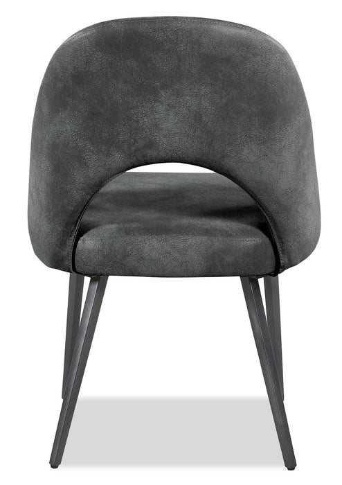 Chaise de salle à manger Bay de Kort & Co. en tissu de cuir végétalien et en métal - anthracite