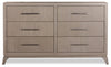 Commode River de 58 po (L) x 35 po (H) à 6 tiroirs pour la chambre à coucher - gris brossé